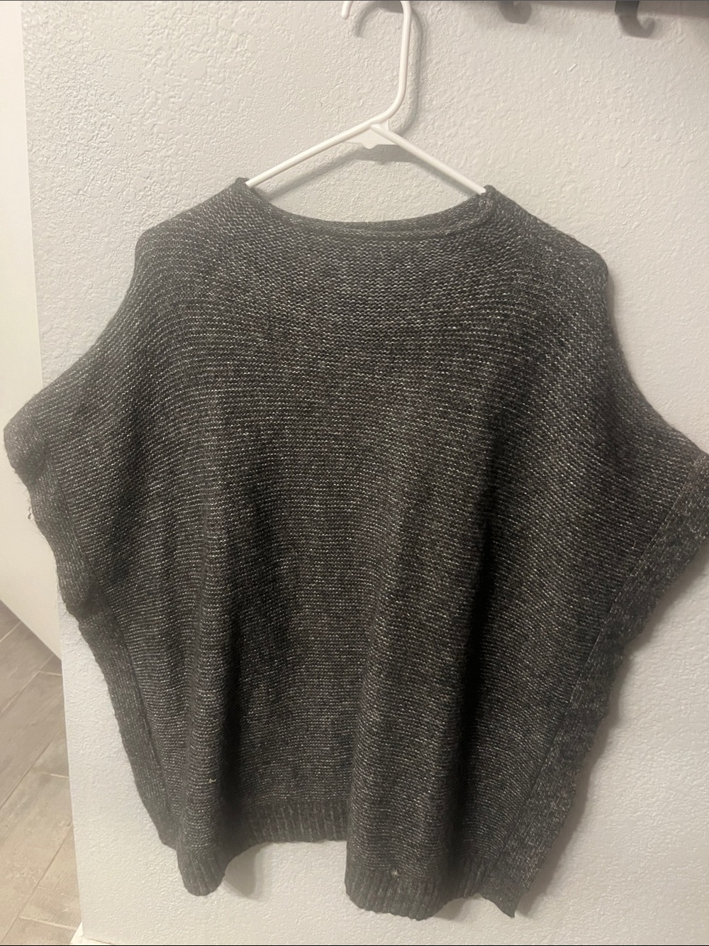 Women's Charcoal Gray Knit Poncho Sweater